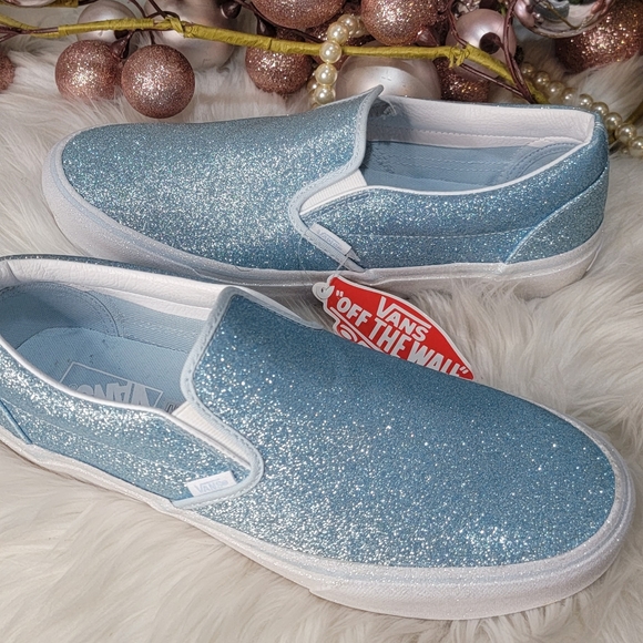 Vans Glitter Blue Slip-On Sneakers - Picture 2 of 10